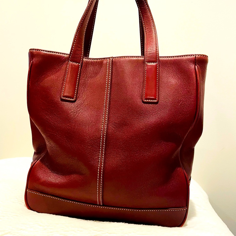 Deep red authentic Coach tote (10.5 x 10 in)